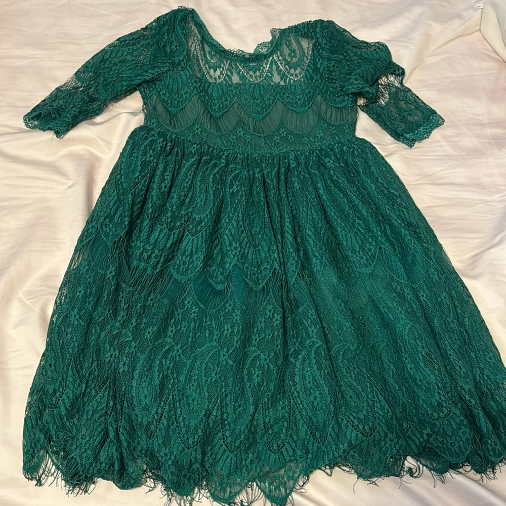 Trish Scully emerald green girls dress